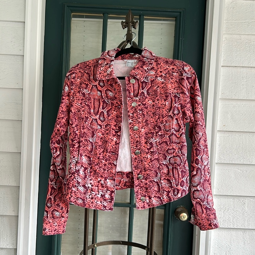 VENUS Pink Snake Print Jean Jacket XS